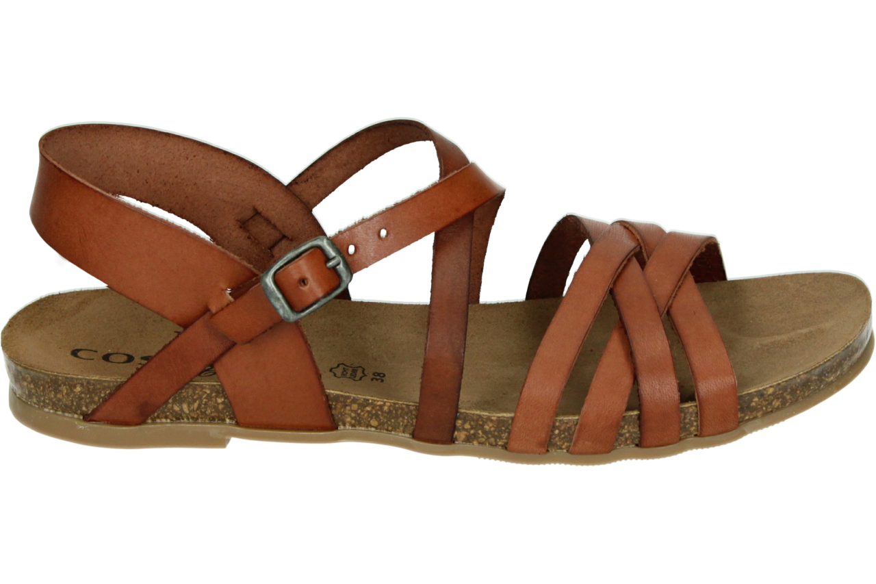 Cosmos 6106807 - Volwassenen Platte sandalen - Kleur: Cognac - Maat: 38